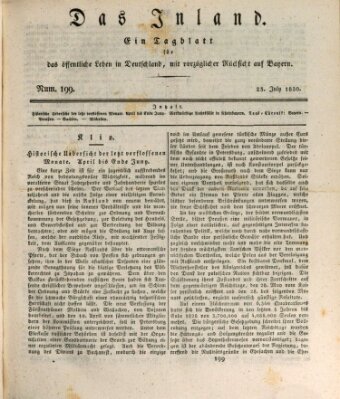 Das Inland (Deutsche Tribüne) Freitag 23. Juli 1830