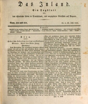 Das Inland (Deutsche Tribüne) Sonntag 25. Juli 1830