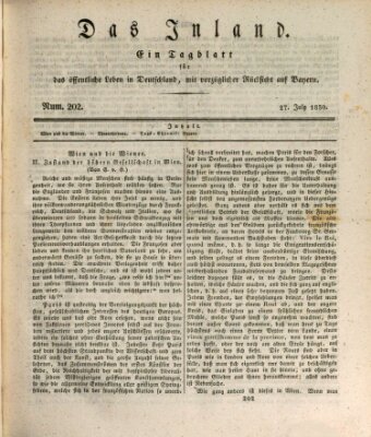 Das Inland (Deutsche Tribüne) Dienstag 27. Juli 1830