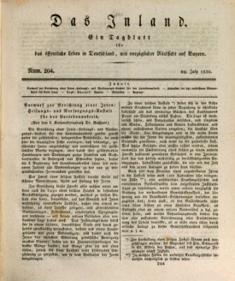 Das Inland (Deutsche Tribüne) Donnerstag 29. Juli 1830