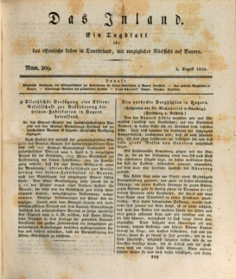 Das Inland (Deutsche Tribüne) Dienstag 3. August 1830