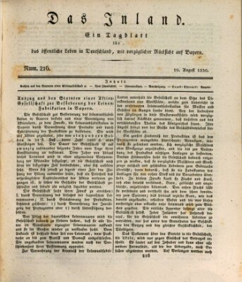 Das Inland (Deutsche Tribüne) Dienstag 10. August 1830