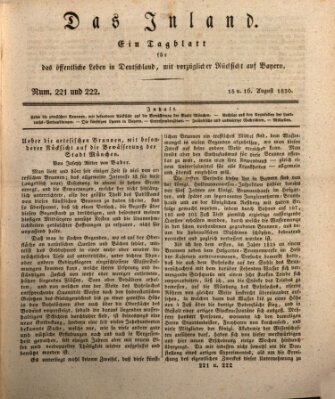 Das Inland (Deutsche Tribüne) Montag 16. August 1830