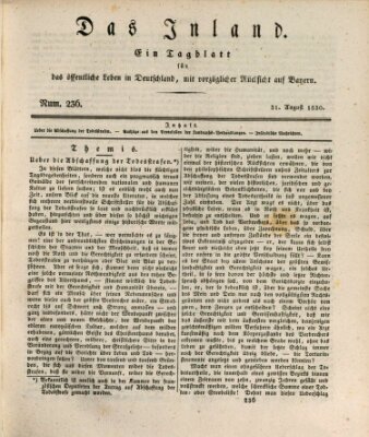 Das Inland (Deutsche Tribüne) Dienstag 31. August 1830