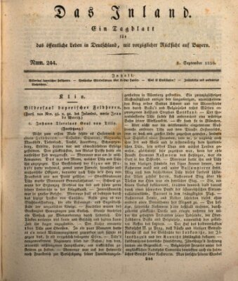 Das Inland (Deutsche Tribüne) Mittwoch 8. September 1830