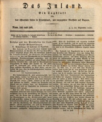 Das Inland (Deutsche Tribüne) Freitag 10. September 1830
