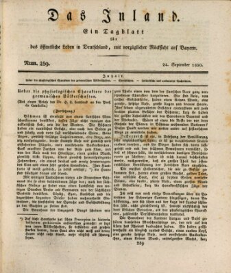 Das Inland (Deutsche Tribüne) Freitag 24. September 1830