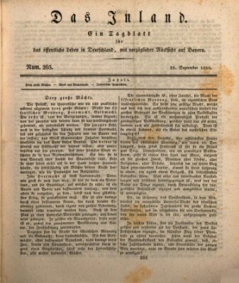 Das Inland (Deutsche Tribüne) Dienstag 28. September 1830