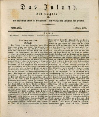 Das Inland (Deutsche Tribüne) Freitag 1. Oktober 1830