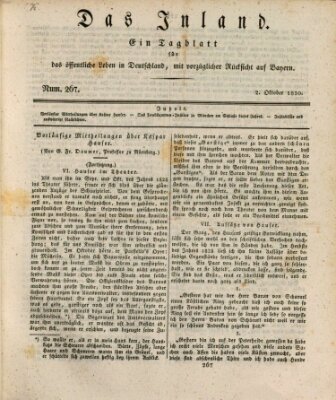 Das Inland (Deutsche Tribüne) Samstag 2. Oktober 1830