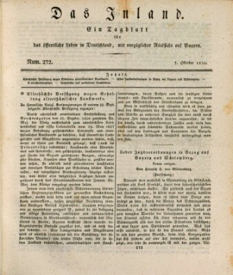 Das Inland (Deutsche Tribüne) Donnerstag 7. Oktober 1830