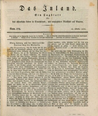 Das Inland (Deutsche Tribüne) Mittwoch 13. Oktober 1830