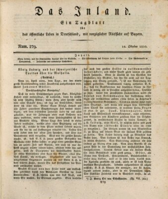 Das Inland (Deutsche Tribüne) Donnerstag 14. Oktober 1830