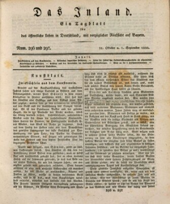 Das Inland (Deutsche Tribüne) Montag 1. November 1830