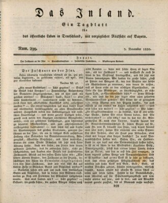 Das Inland (Deutsche Tribüne) Mittwoch 3. November 1830