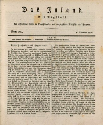 Das Inland (Deutsche Tribüne) Donnerstag 4. November 1830