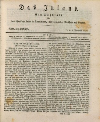 Das Inland (Deutsche Tribüne) Sonntag 7. November 1830