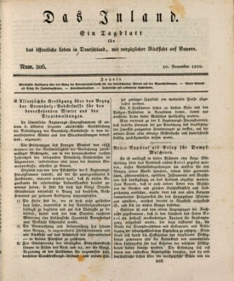 Das Inland (Deutsche Tribüne) Mittwoch 10. November 1830