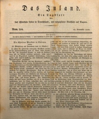 Das Inland (Deutsche Tribüne) Donnerstag 18. November 1830