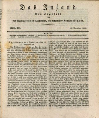 Das Inland (Deutsche Tribüne) Donnerstag 25. November 1830