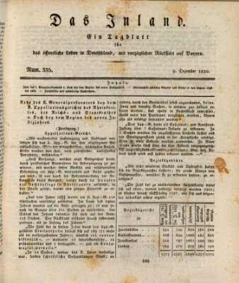 Das Inland (Deutsche Tribüne) Donnerstag 9. Dezember 1830