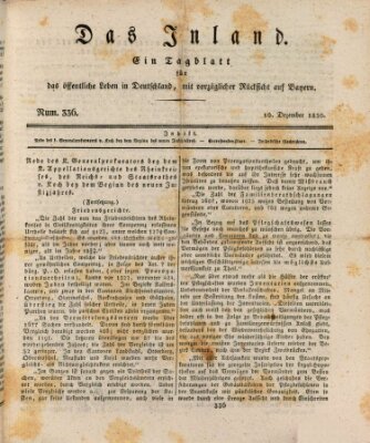 Das Inland (Deutsche Tribüne) Freitag 10. Dezember 1830