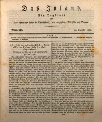 Das Inland (Deutsche Tribüne) Dienstag 14. Dezember 1830