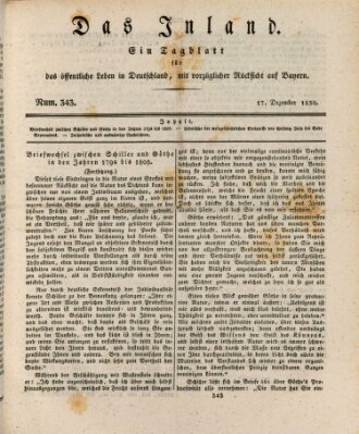 Das Inland (Deutsche Tribüne) Freitag 17. Dezember 1830