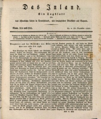 Das Inland (Deutsche Tribüne) Samstag 25. Dezember 1830