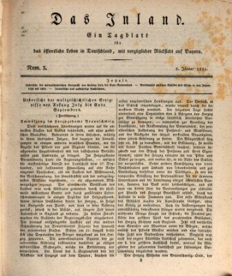 Das Inland (Deutsche Tribüne) Montag 3. Januar 1831