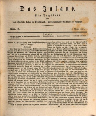 Das Inland (Deutsche Tribüne) Montag 17. Januar 1831