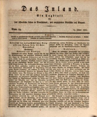 Das Inland (Deutsche Tribüne) Mittwoch 19. Januar 1831