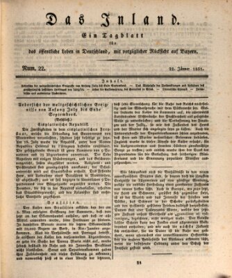 Das Inland (Deutsche Tribüne) Samstag 22. Januar 1831