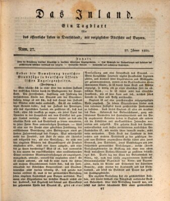 Das Inland (Deutsche Tribüne) Donnerstag 27. Januar 1831