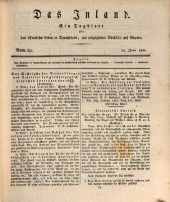 Das Inland (Deutsche Tribüne) Samstag 29. Januar 1831