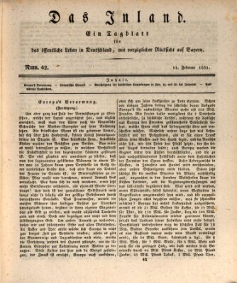 Das Inland (Deutsche Tribüne) Freitag 11. Februar 1831