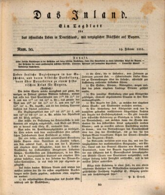 Das Inland (Deutsche Tribüne) Samstag 19. Februar 1831