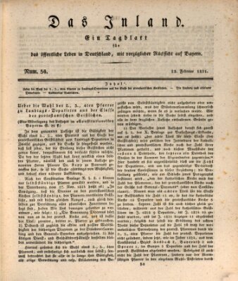 Das Inland (Deutsche Tribüne) Mittwoch 23. Februar 1831