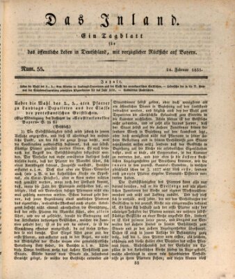 Das Inland (Deutsche Tribüne) Donnerstag 24. Februar 1831