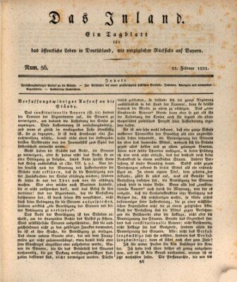 Das Inland (Deutsche Tribüne) Freitag 25. Februar 1831