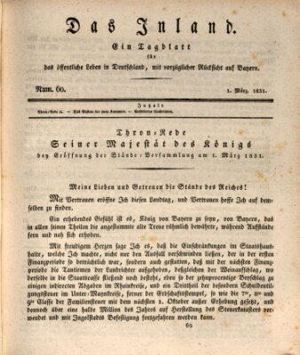 Das Inland (Deutsche Tribüne) Dienstag 1. März 1831