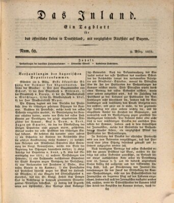 Das Inland (Deutsche Tribüne) Mittwoch 9. März 1831