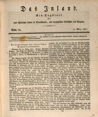 Das Inland (Deutsche Tribüne) Freitag 11. März 1831