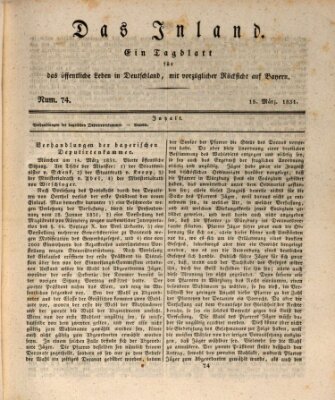 Das Inland (Deutsche Tribüne) Dienstag 15. März 1831