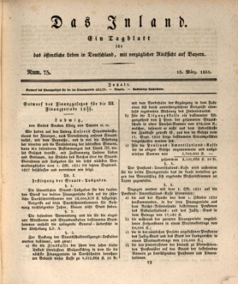 Das Inland (Deutsche Tribüne) Mittwoch 16. März 1831