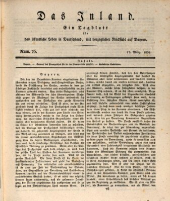 Das Inland (Deutsche Tribüne) Donnerstag 17. März 1831