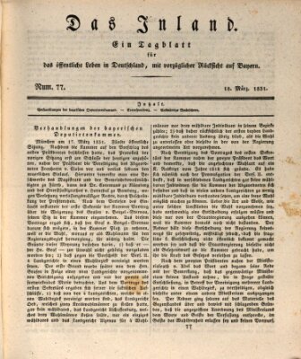 Das Inland (Deutsche Tribüne) Freitag 18. März 1831