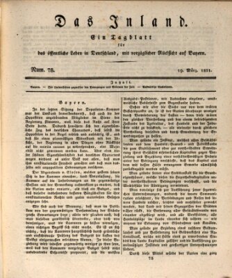 Das Inland (Deutsche Tribüne) Samstag 19. März 1831