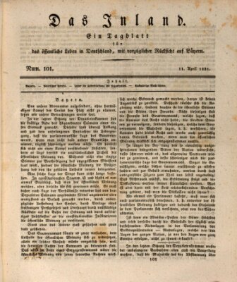 Das Inland (Deutsche Tribüne) Montag 11. April 1831