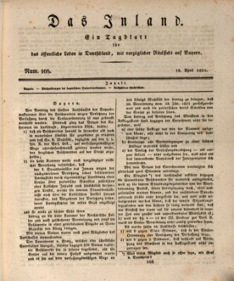 Das Inland (Deutsche Tribüne) Freitag 15. April 1831